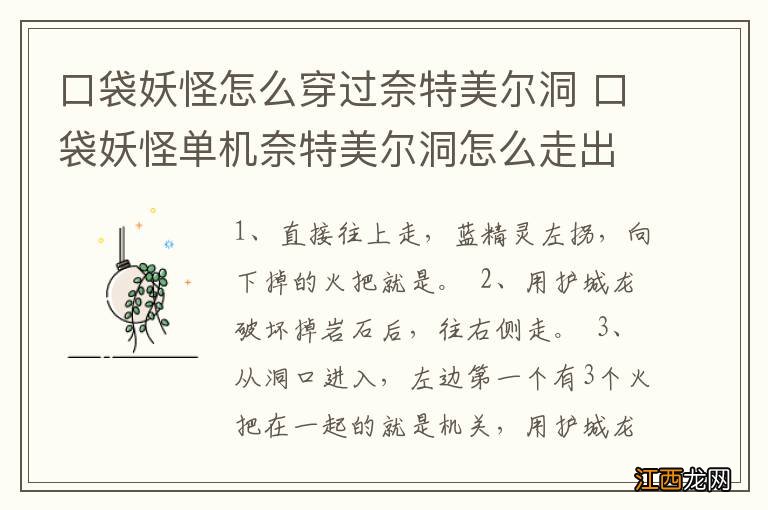 口袋妖怪怎么穿过奈特美尔洞 口袋妖怪单机奈特美尔洞怎么走出去?