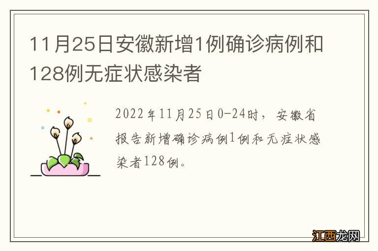 11月25日安徽新增1例确诊病例和128例无症状感染者