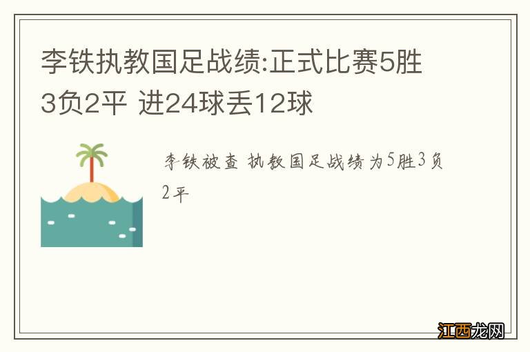 李铁执教国足战绩:正式比赛5胜3负2平 进24球丢12球