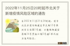 2022年11月25日20时起市北关于新增疫情风险区域的通告