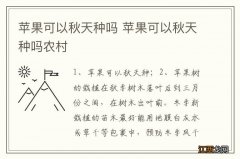 苹果可以秋天种吗 苹果可以秋天种吗农村