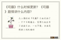 《司藤》什么时候更新？《司藤》剧情讲什么内容？