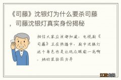 《司藤》沈银灯为什么要杀司藤，司藤沈银灯真实身份揭秘