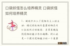 口袋妖怪怎么培养精灵 口袋妖怪如何培养精灵