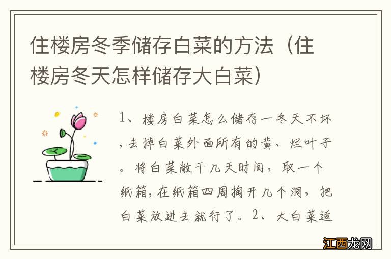 住楼房冬天怎样储存大白菜 住楼房冬季储存白菜的方法