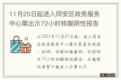 11月25日起进入同安区政务服务中心需出示72小时核酸阴性报告