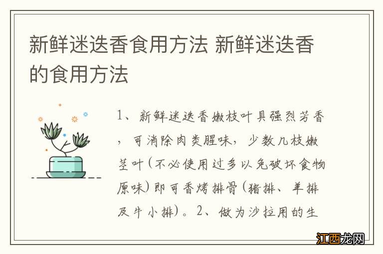 新鲜迷迭香食用方法 新鲜迷迭香的食用方法