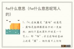 fw什么意思呢骂人的 fw什么意思