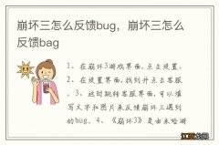 崩坏三怎么反馈bug，崩坏三怎么反馈bag