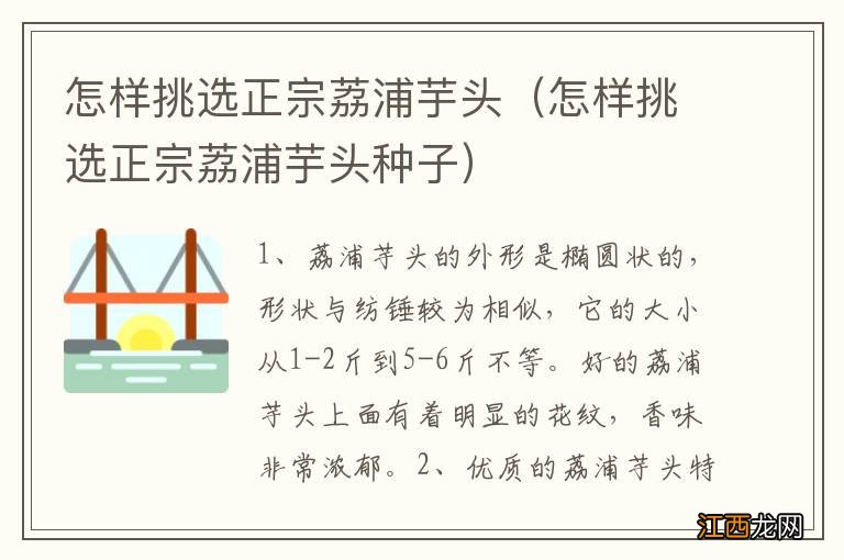 怎样挑选正宗荔浦芋头种子 怎样挑选正宗荔浦芋头