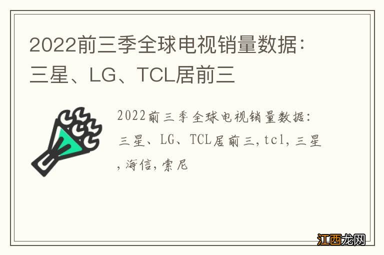 2022前三季全球电视销量数据：三星、LG、TCL居前三