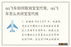 qq飞车如何取消宝宝代驾，qq飞车怎么关闭宝宝代练