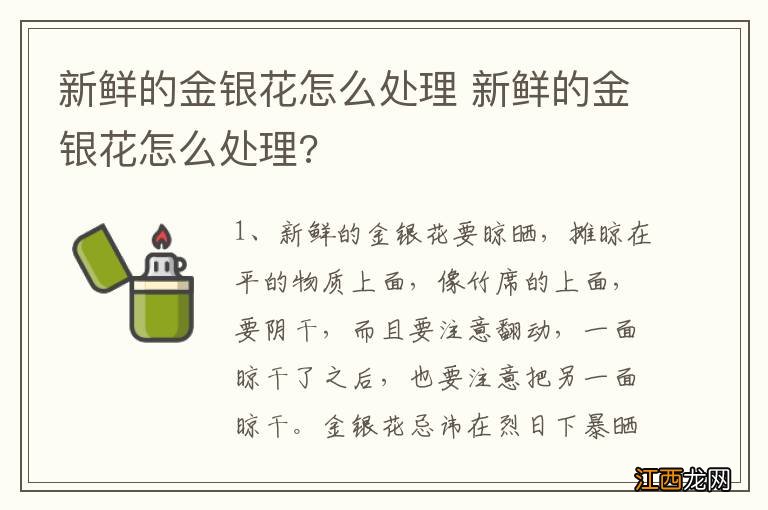 新鲜的金银花怎么处理 新鲜的金银花怎么处理?