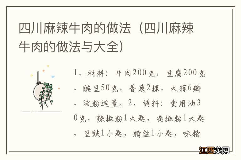 四川麻辣牛肉的做法与大全 四川麻辣牛肉的做法