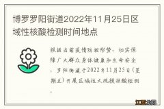 博罗罗阳街道2022年11月25日区域性核酸检测时间地点