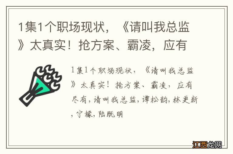 1集1个职场现状，《请叫我总监》太真实！抢方案、霸凌，应有尽有