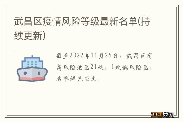 持续更新 武昌区疫情风险等级最新名单