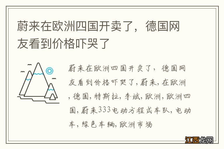 蔚来在欧洲四国开卖了，德国网友看到价格吓哭了