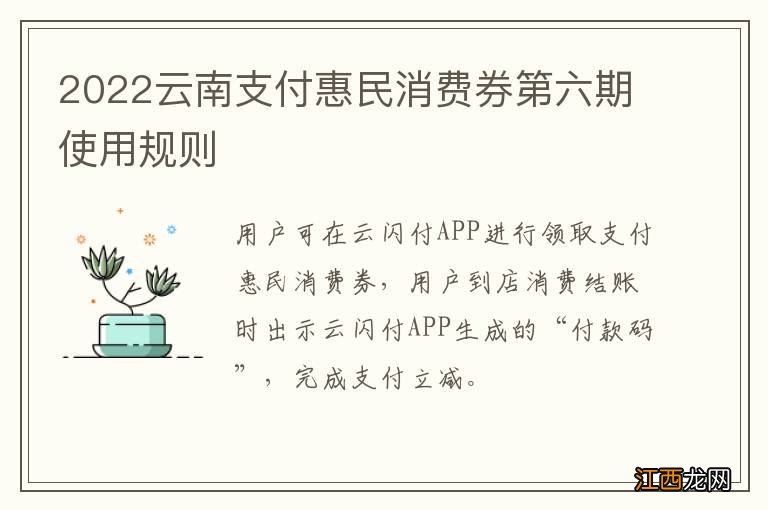 2022云南支付惠民消费券第六期使用规则