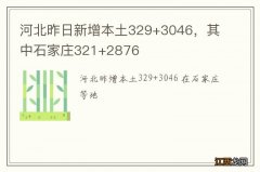 河北昨日新增本土329+3046，其中石家庄321+2876