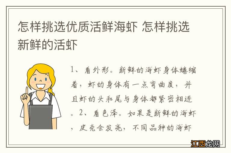 怎样挑选优质活鲜海虾 怎样挑选新鲜的活虾