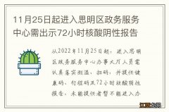 11月25日起进入思明区政务服务中心需出示72小时核酸阴性报告