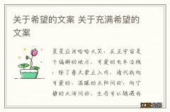 关于希望的文案 关于充满希望的文案