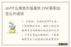 dnf什么角色升级最快 DNF新职业怎么升级快