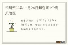 银川贺兰县11月24日起划定1个高风险区