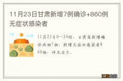 11月23日甘肃新增7例确诊+860例无症状感染者