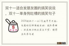 双十一适合发朋友圈的搞笑说说，双十一单身狗吐槽的搞笑句子