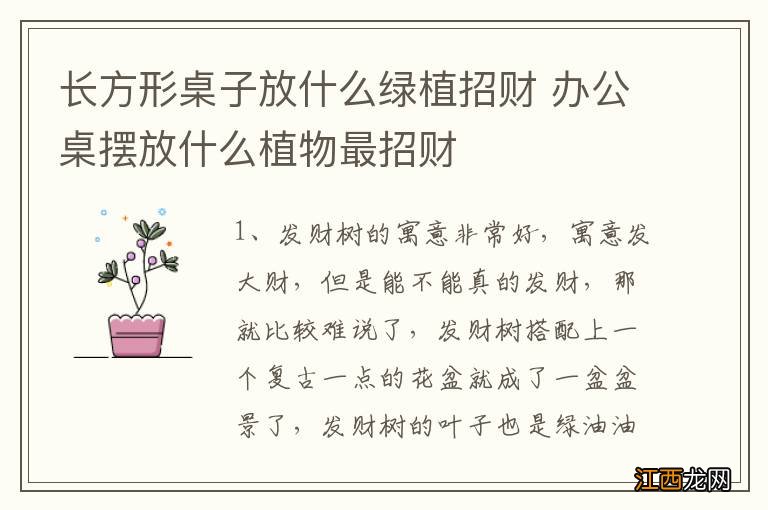 长方形桌子放什么绿植招财 办公桌摆放什么植物最招财