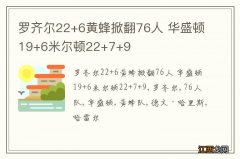 罗齐尔22+6黄蜂掀翻76人 华盛顿19+6米尔顿22+7+9