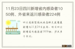 11月23日四川新增省内感染者1050例、外省来返川感染者224例