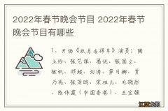 2022年春节晚会节目 2022年春节晚会节目有哪些