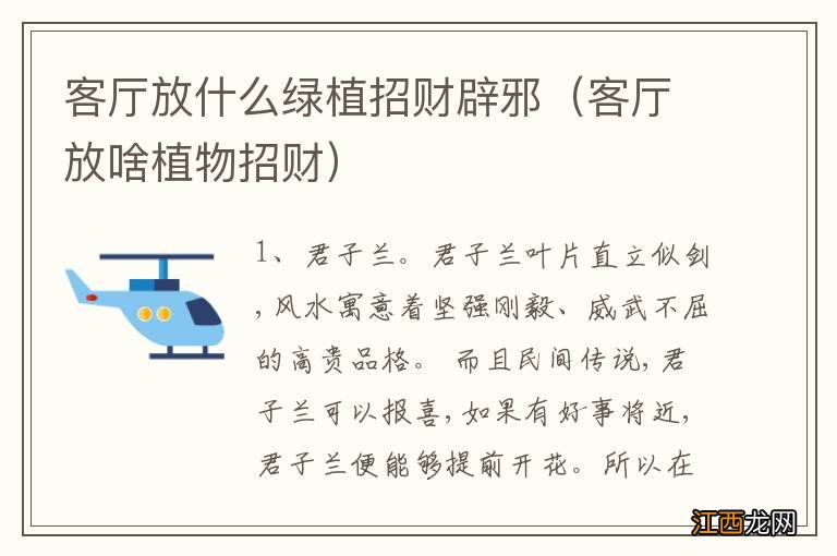 客厅放啥植物招财 客厅放什么绿植招财辟邪