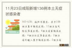 11月23日咸阳新增136例本土无症状感染者