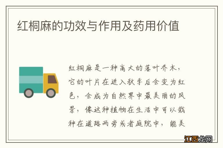 红桐麻的功效与作用及药用价值