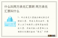 什么叫两方承兑汇票啊 两方承兑汇票叫什么