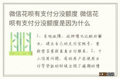 微信花呗有支付分没额度 微信花呗有支付分没额度是因为什么