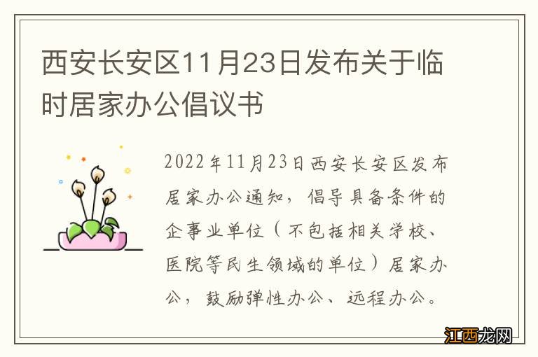 西安长安区11月23日发布关于临时居家办公倡议书