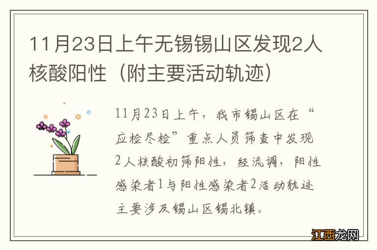 附主要活动轨迹 11月23日上午无锡锡山区发现2人核酸阳性