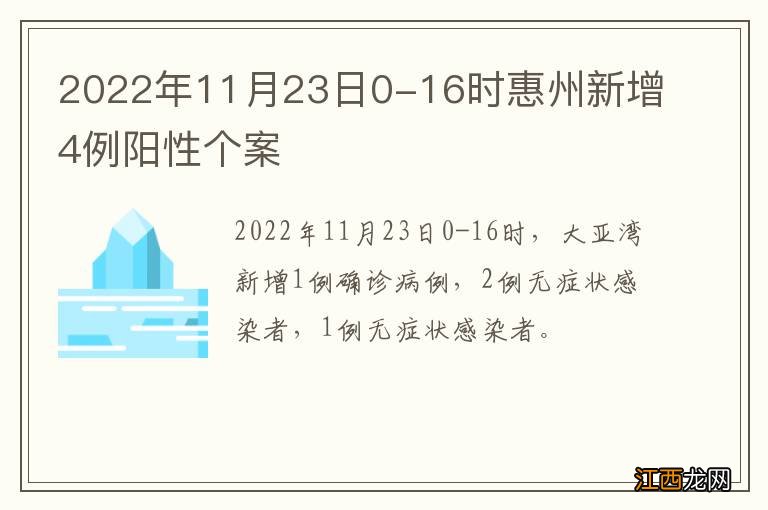 2022年11月23日0-16时惠州新增4例阳性个案