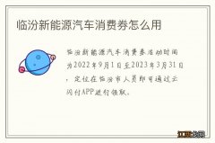 临汾新能源汽车消费券怎么用