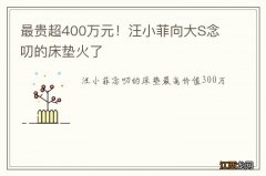 最贵超400万元！汪小菲向大S念叨的床垫火了