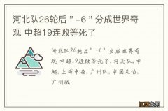 河北队26轮后＂-6＂分成世界奇观 中超19连败等死了