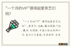 “一个月的VIP”撑得起爱奇艺们吗？