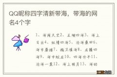 QQ昵称四字清新带海，带海的网名4个字