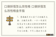 口袋妖怪怎么改性格 口袋妖怪怎么改性格金手指