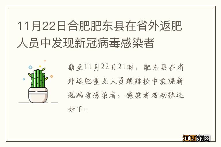 11月22日合肥肥东县在省外返肥人员中发现新冠病毒感染者